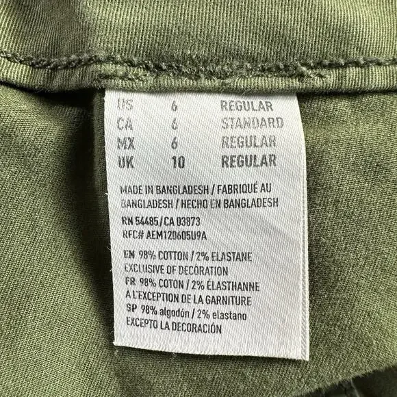 American Eagle Sz 6 Green Stretch Mid Rise Joggers Chino Twill Ankle Pants 31x26 - Picture 10 of 11
